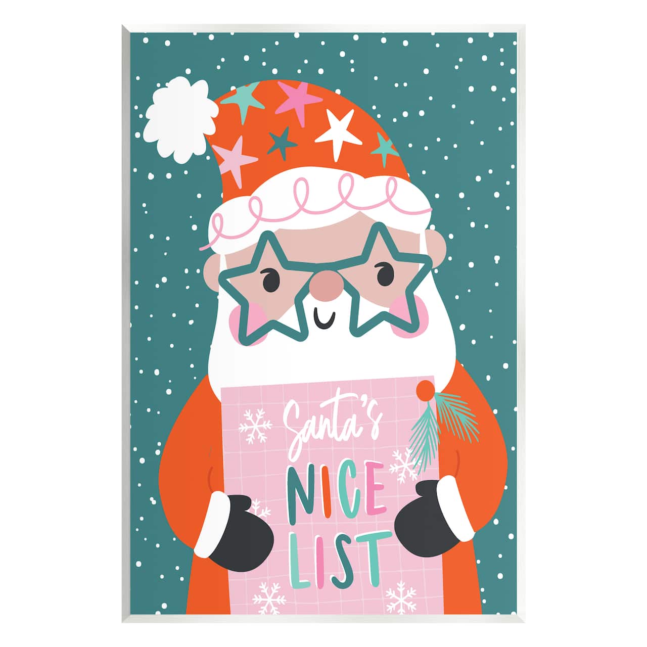 Stupell Industries Santa's Nice List Falling Snow Wall Plaque Art